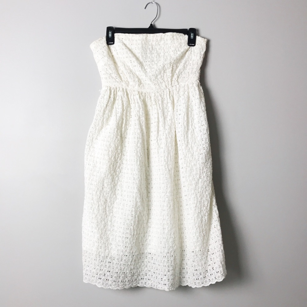 Anthropologie Strapless Eyelet Dress